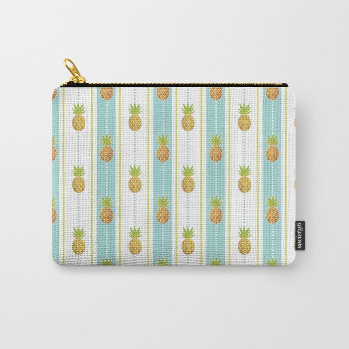 Vintage Glitter Pineapples Pattern Carry-All Pouches