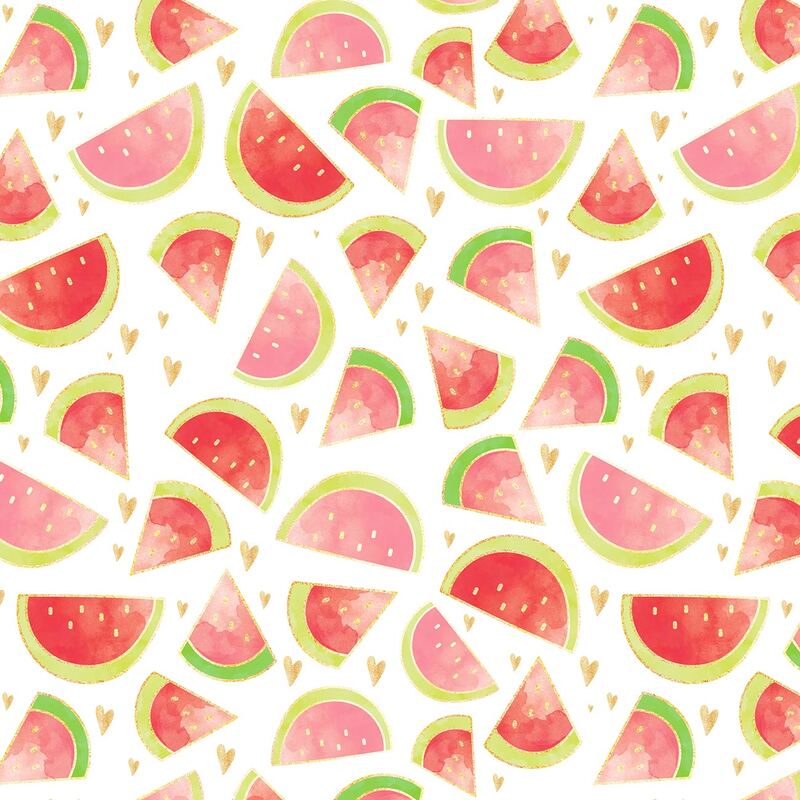 Watercolour Watermelon & Hearts Pattern
