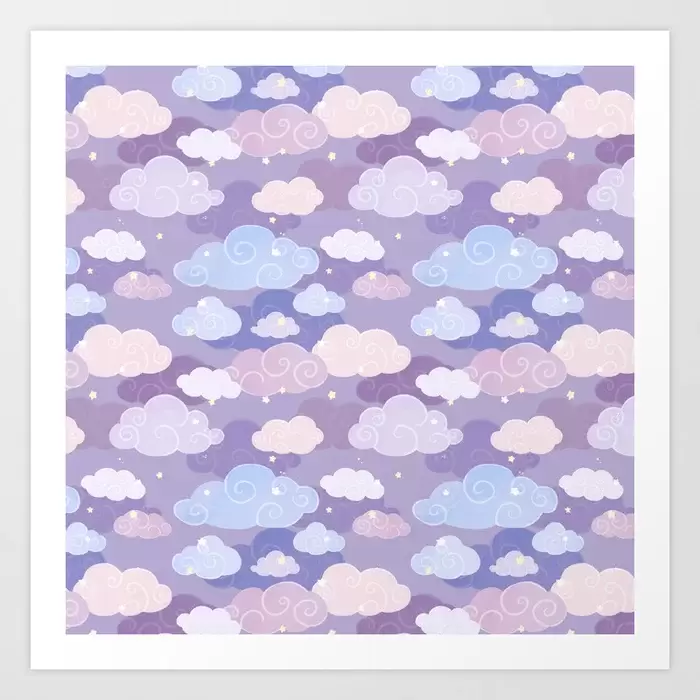 Whimsical Pastel Clouds & Swirls Pattern