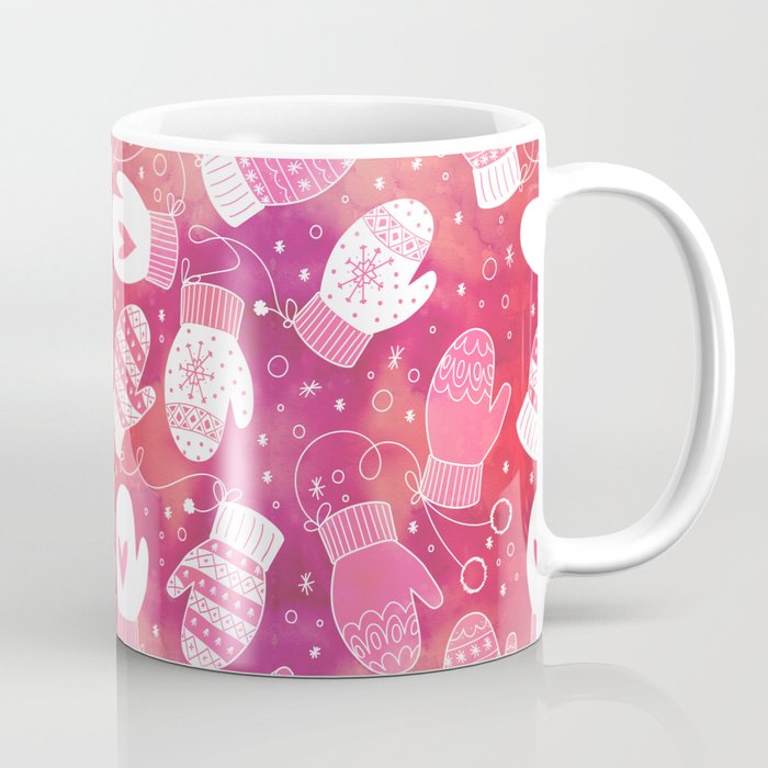Winter Mittens in Pink Pattern Mug @ Society6