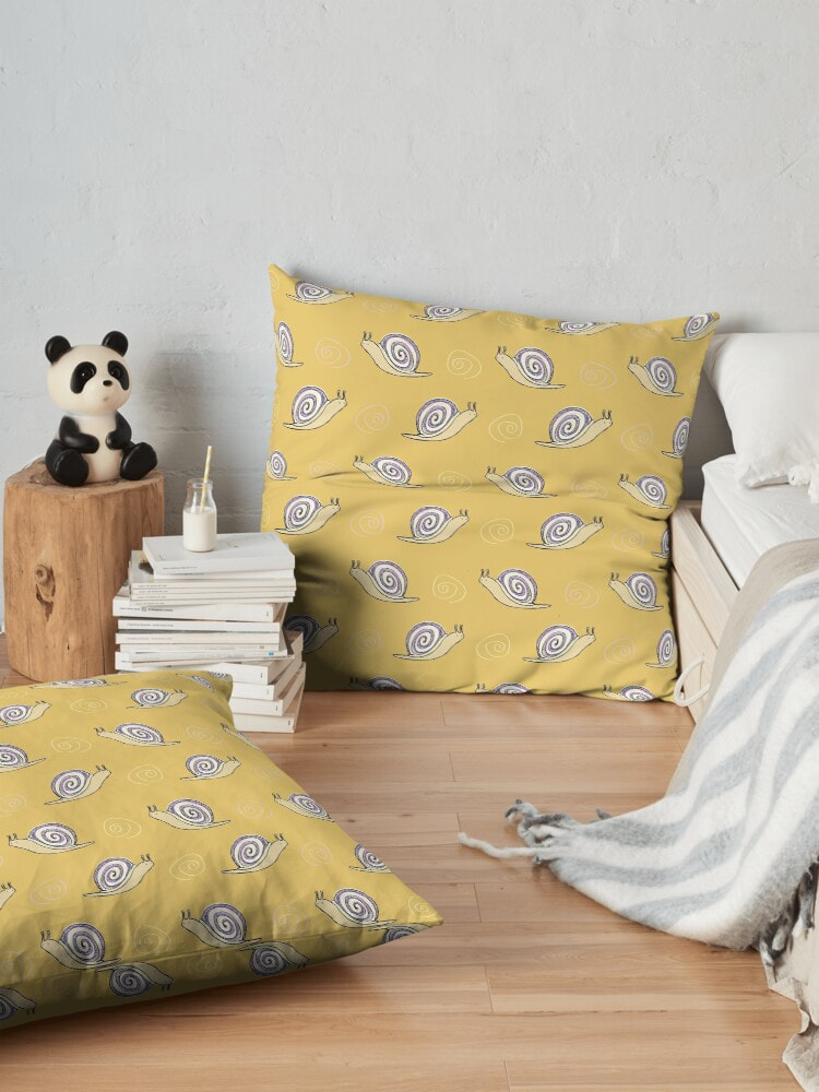 Hand Drawn Snail Pattern Floor Pillow from RedBubble