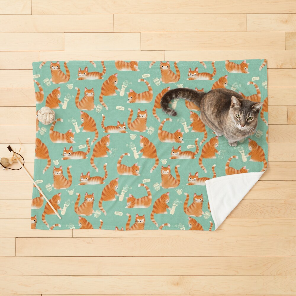 Bad Orange Cats Knocking Stuff Over Pet Blanket