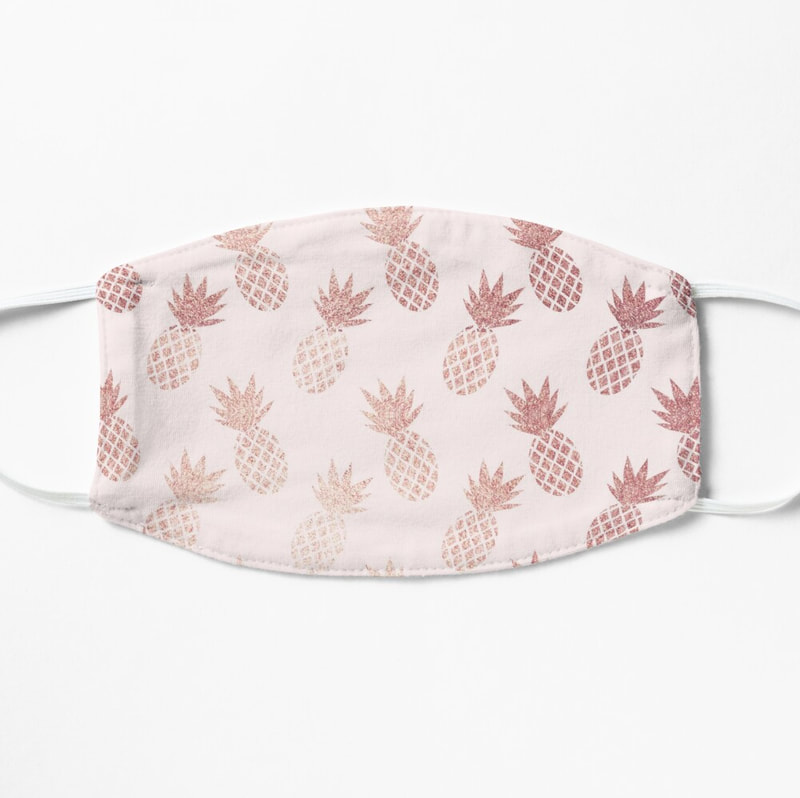 Rose Gold & Pink Pineapple Pattern Fabric Masks from RedBubble