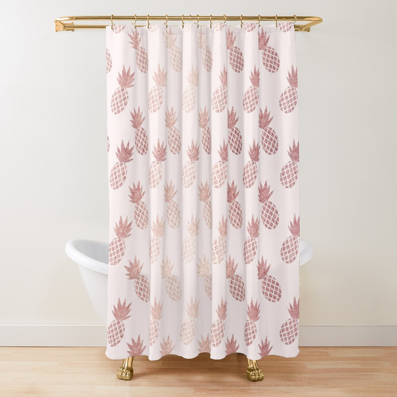 Rose Gold Pineapple Pattern Shower Curtain from RedBubble